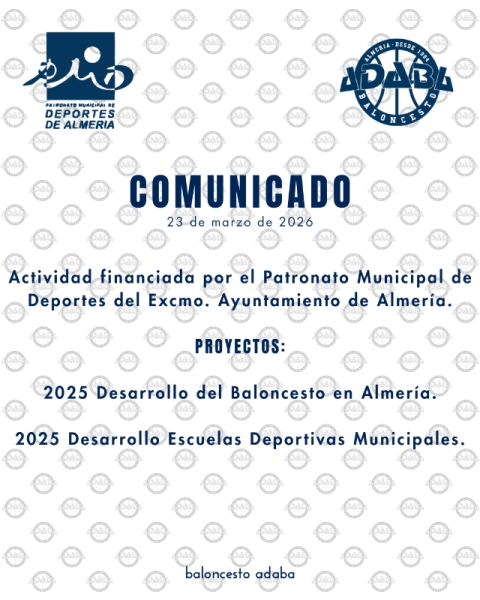 Actividad financiada por el Patronato Municipal de Deportes del Excmo. Ayuntamiento de Almería