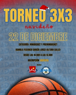 El Patronato Municipal de Deportes junto al Club ADABA organiza un torneo de 3x3 navideño el 22 de diciembre