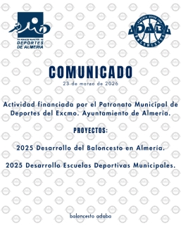 Actividad financiada por el Patronato Municipal de Deportes del Excmo. Ayuntamiento de Almería